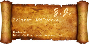 Zoltner Jávorka névjegykártya